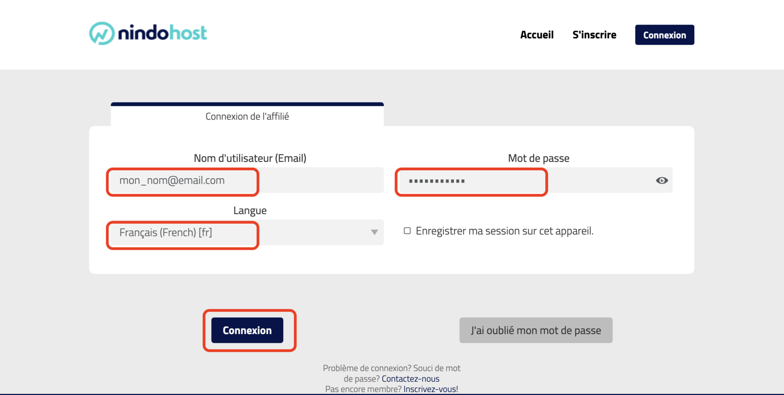 Affiliate Login Form